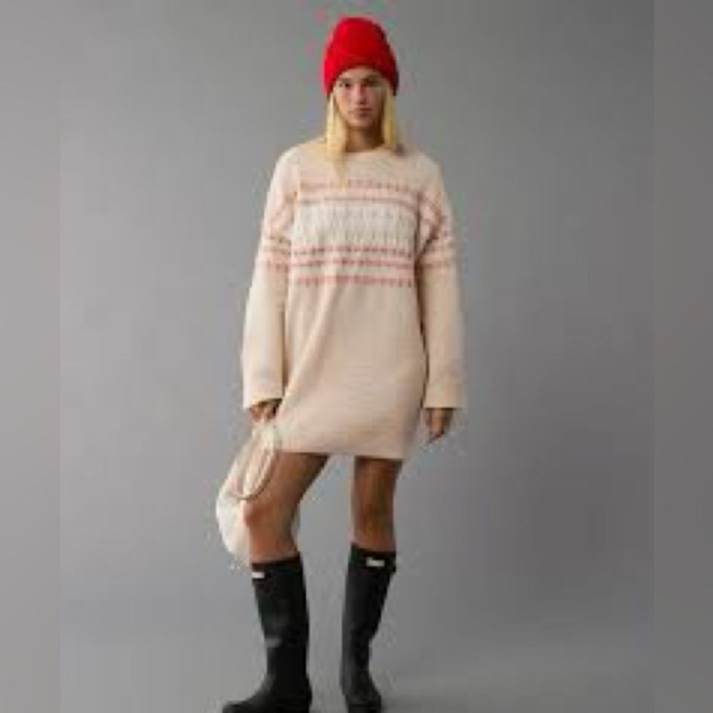 American Eagle Crew Neck Fair Isle Sweater Mini Dress size Small NWT in packagin